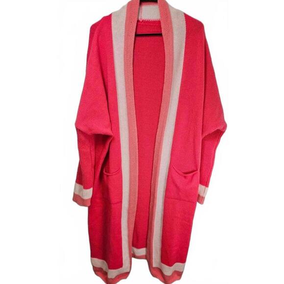Shein Hot Pink Open-Front Oversized Cardigan Size Large - Picture 1 of 7
